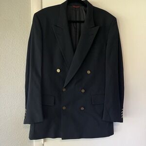 VTG Jos A Bank Men's Blazer 42R Navy Metal‎ Coin Button 100% Wool Made USA Note*